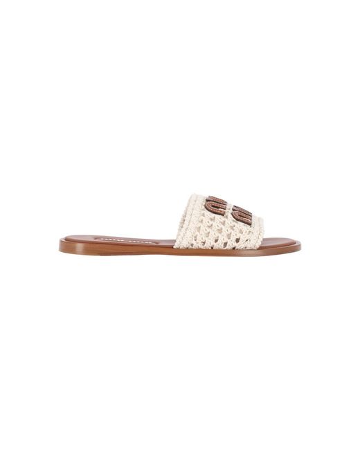 Miu Miu White Logo Sandals