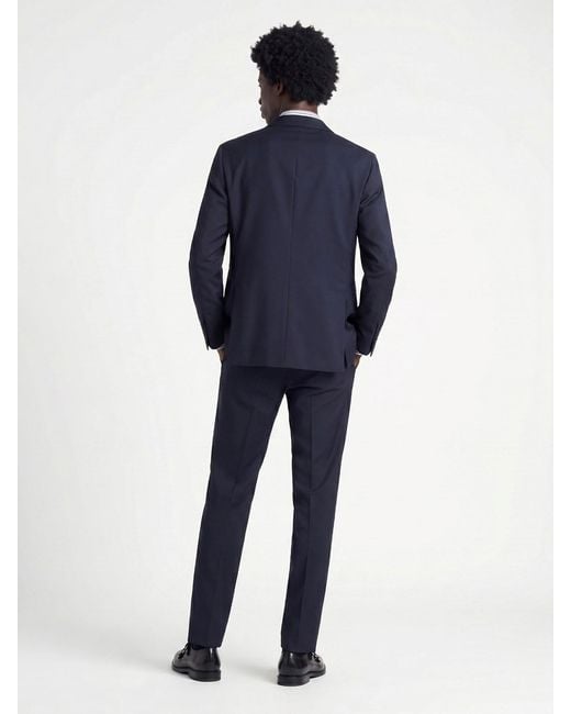 Tagliatore Blue Single-Breasted Peaked Lapel Wool Suit for men