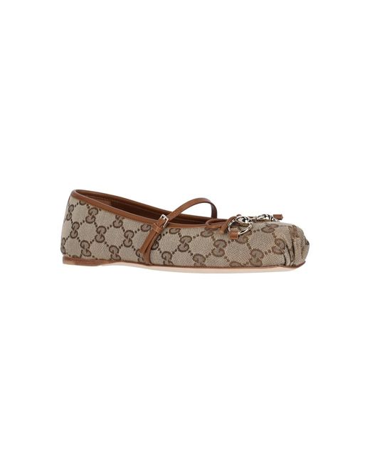 Gucci White Ballet Flats With Clamp