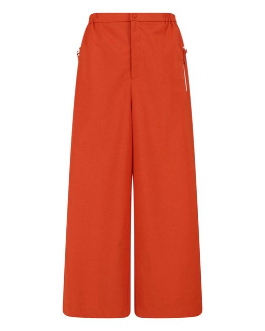 Lacoste Red Wide-Leg Taffeta Elastic Trousers for men