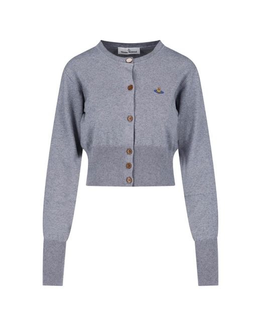 Vivienne Westwood Blue Cropped Knit Sweater With Button-Down Front