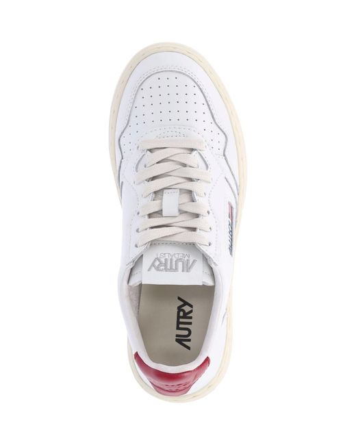 Autry White Medalist Leather Low-Top Sneakers