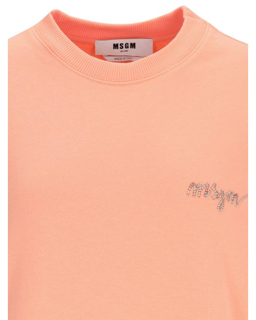MSGM Pink Logo Crewneck Sweatshirt