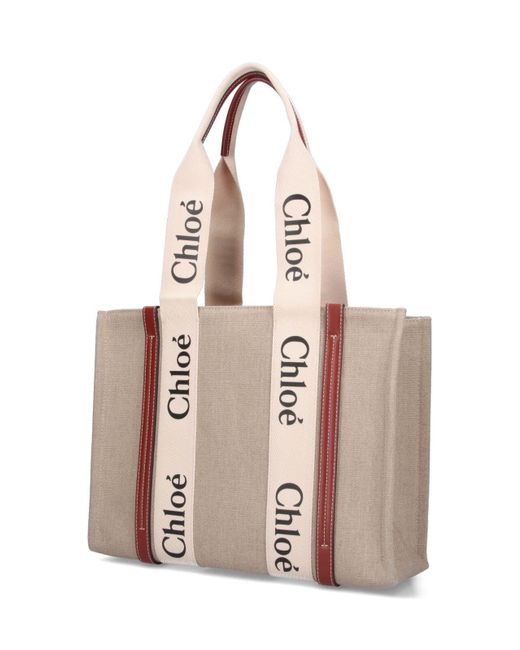 Borsa Tote Media "Woody" di Chloé in Pink