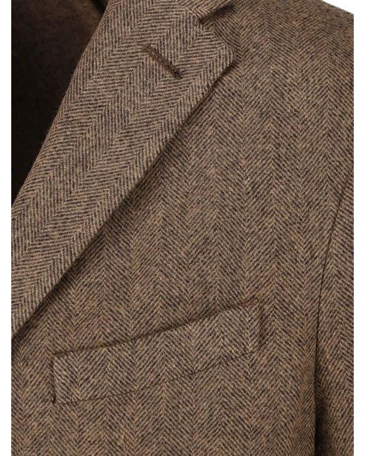 Boglioli Brown Single-Breasted Wool Blazer for men