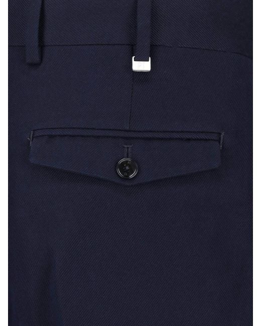 PT Torino Blue Virgin Wool Blend Trousers for men