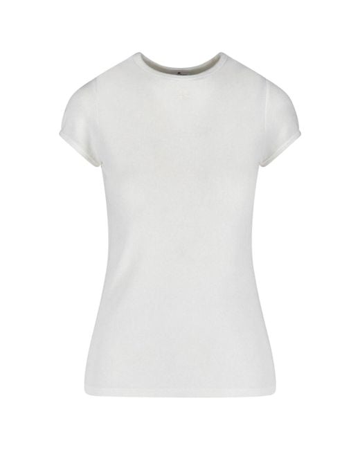 Courreges White Baby Spongy Embroidered Viscose T-Shirt