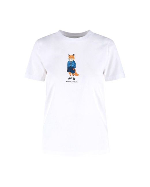 Maison Kitsuné White Maison Kitsune T-Shirts And Polos Cotton