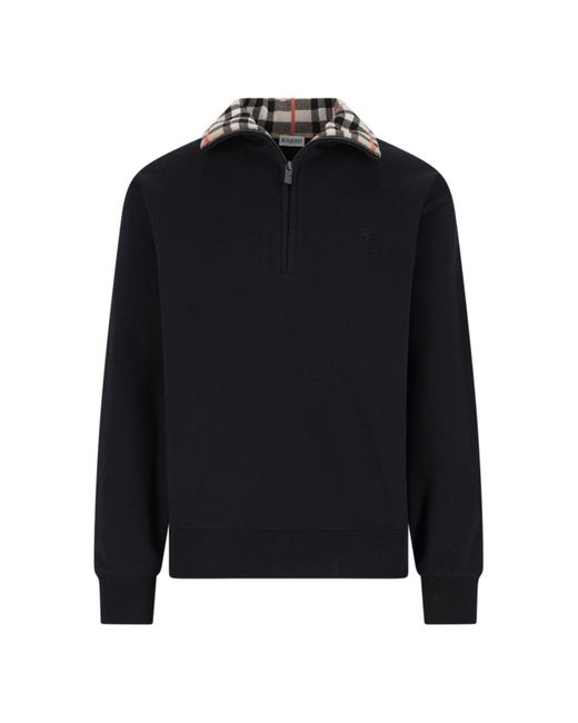 Burberry Black Check Zip Sweater for men
