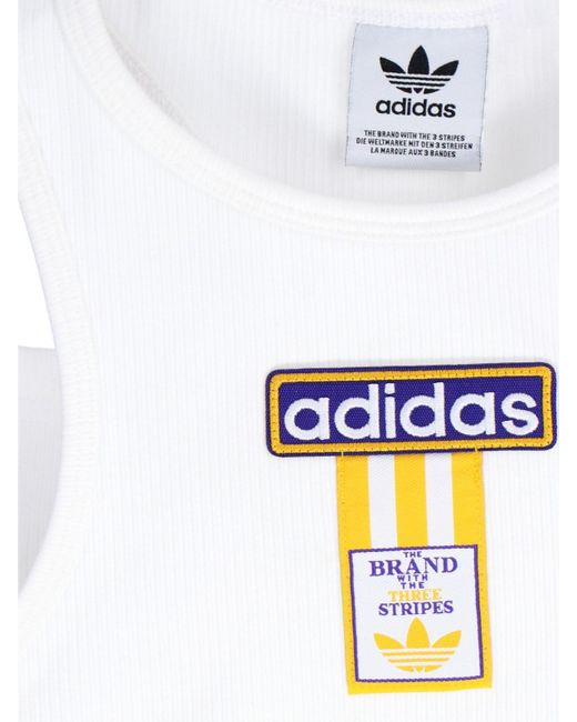 Adidas White Logo Crop Top