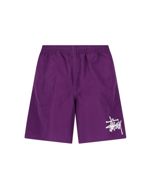Stussy Purple Big Basic Water Swim Shorts for men