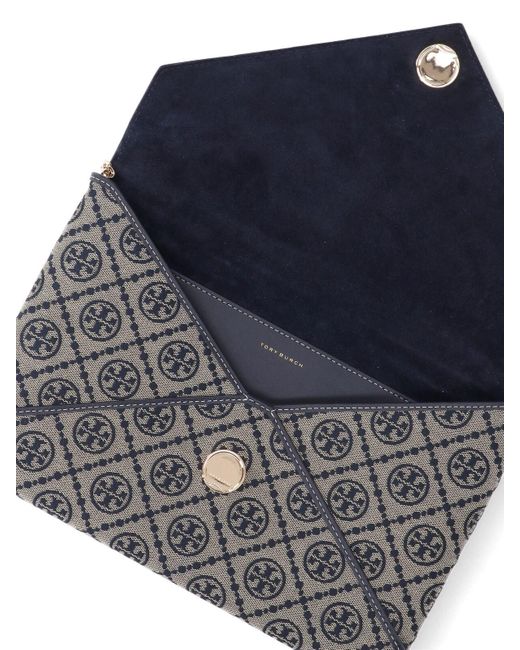 Pouch Con Catena "T-Monogram" di Tory Burch in Blue