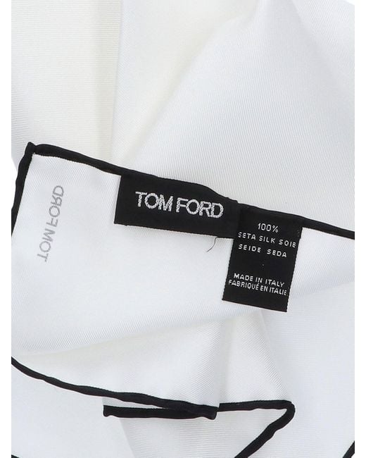 Tom Ford White Logo Scarf for men