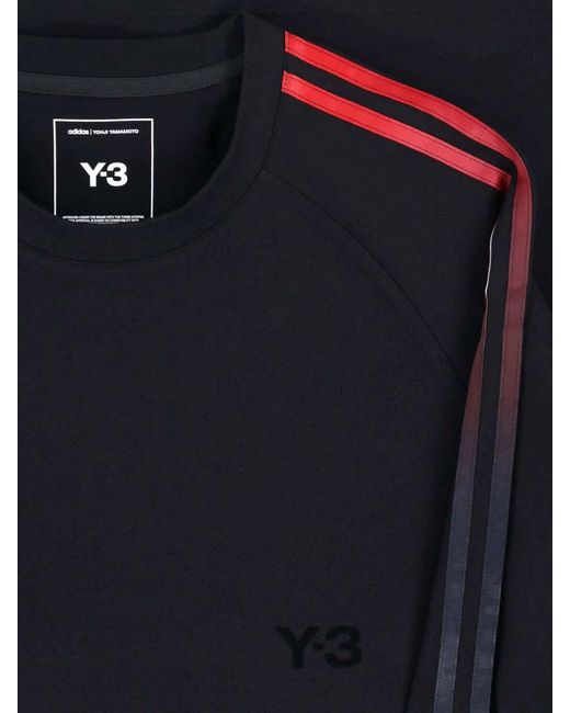 Y-3 Blue T-Shirt "Gradient 3 Stripes" for men