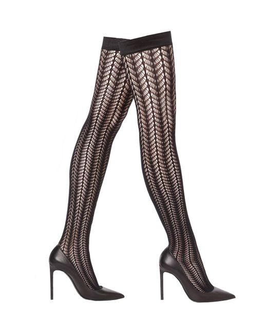 Wolford Black 'romance Net Stay-up' Tights