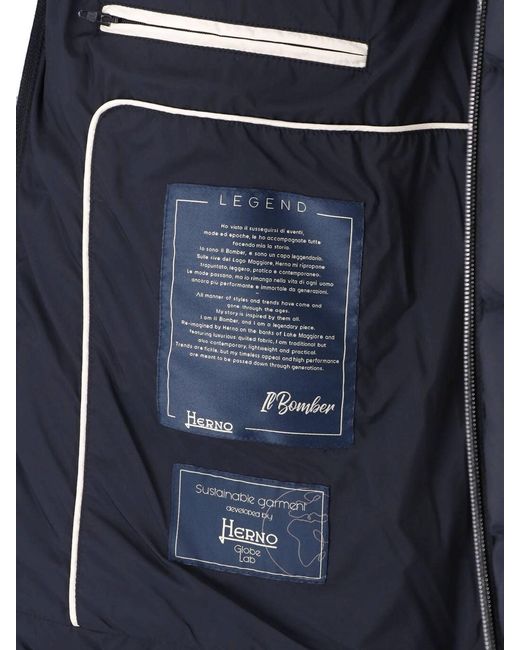 Herno Blue Il Bomber Technical Down Jacket for men