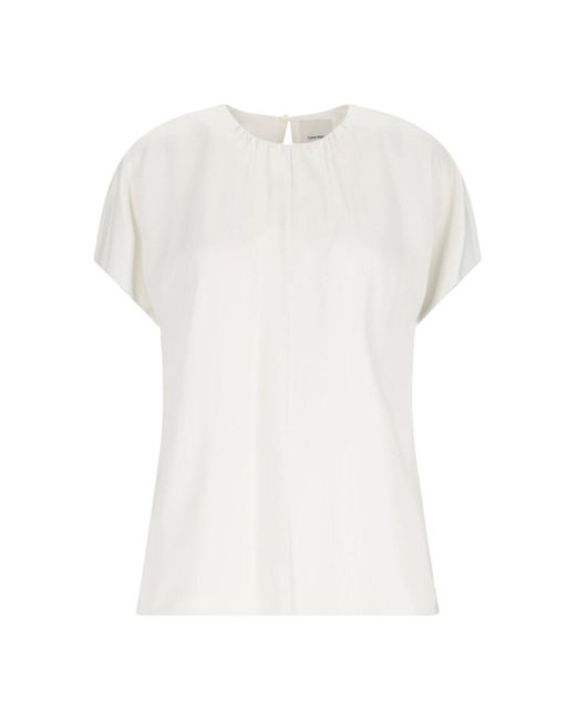 Calvin Klein White Draped Blouse
