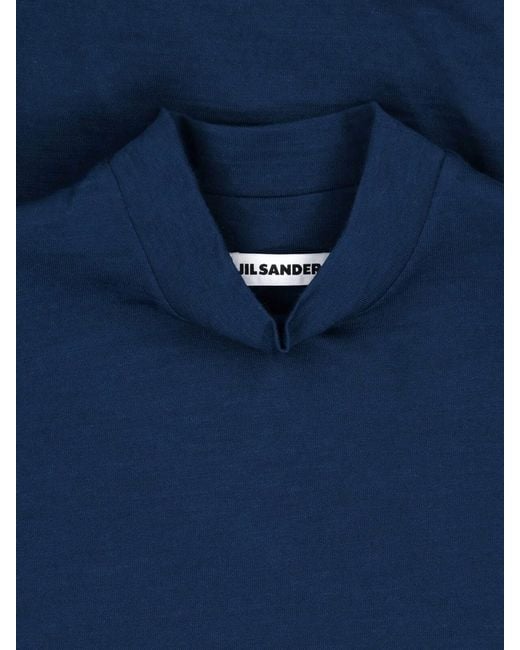 Jil Sander Blue Stand-Collar Wool-Blend Sweater for men
