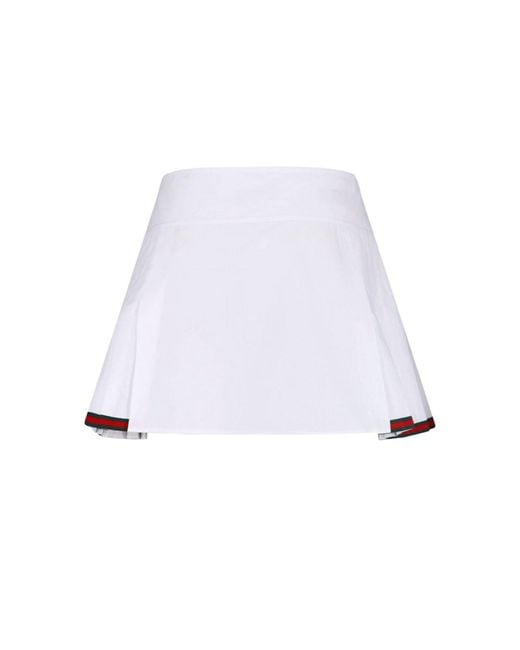 Gucci White Short Cotton Poplin Skirt