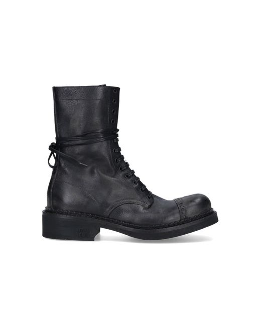 Miu Miu Black Lace Up Ankle Boots