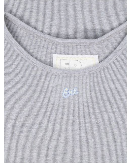 ERL Gray Cotton-Polyester Crewneck Top For for men