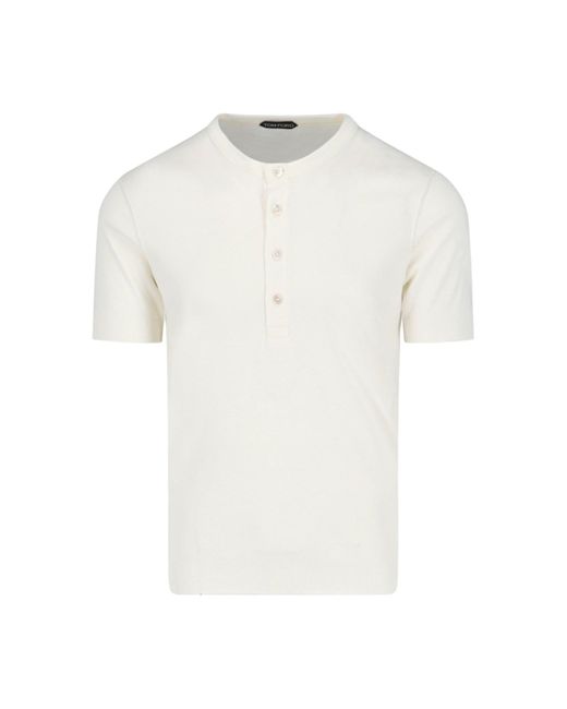 T-Shirt "Henley" di Tom Ford in White da Uomo