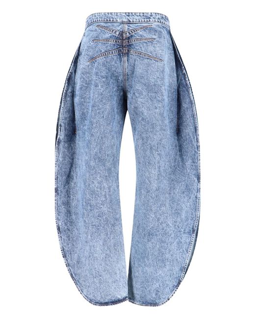 Alaïa Blue High-Waisted Mini Leg Jeans With Slit