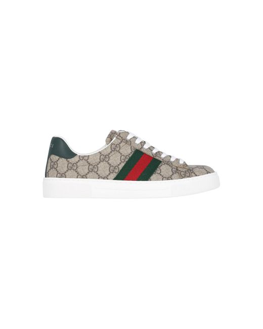 Gucci Natural Ace GG Supreme Canvas & Leather Sneaker
