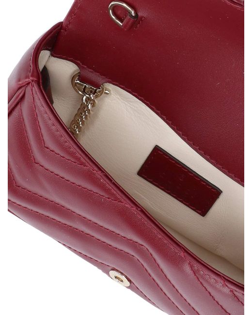 Gucci Red "Gg Marmont" Mini Shoulder Bag