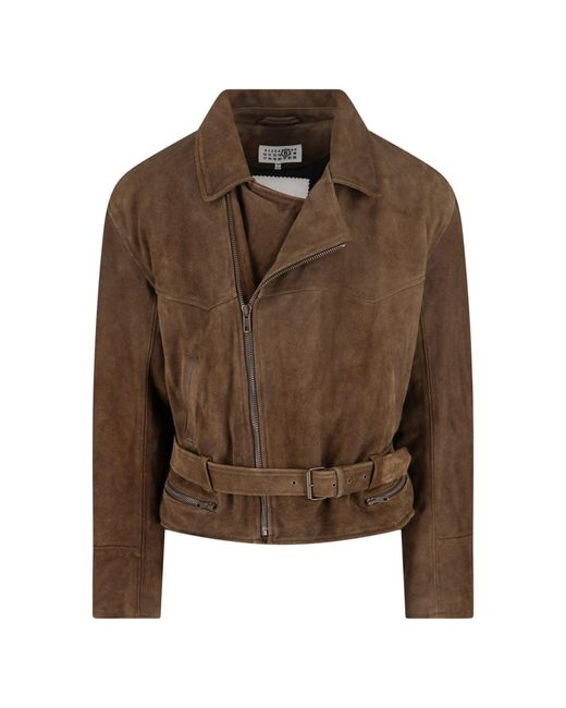MM6 by Maison Margiela Brown Biker Jacket Puffer Jackets for men