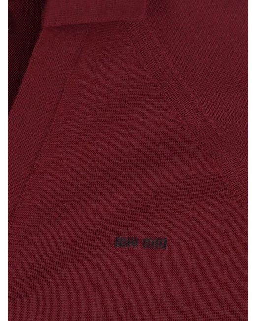 Miu Miu Red Virgin Wool Cardigan