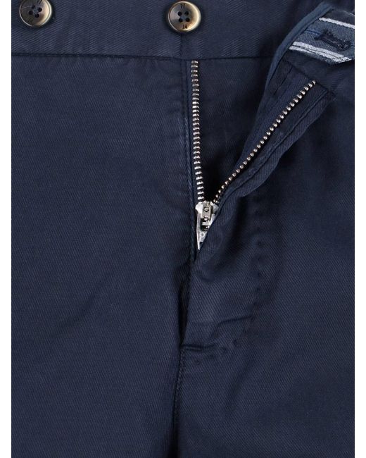 PT Torino Blue Cotton Blend Trousers for men