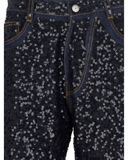 P.A.R.O.S.H. Blue Guff Sequin Straight Jeans