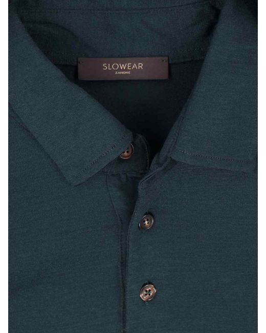 Zanone Blue Virgin Wool Polo Shirt for men