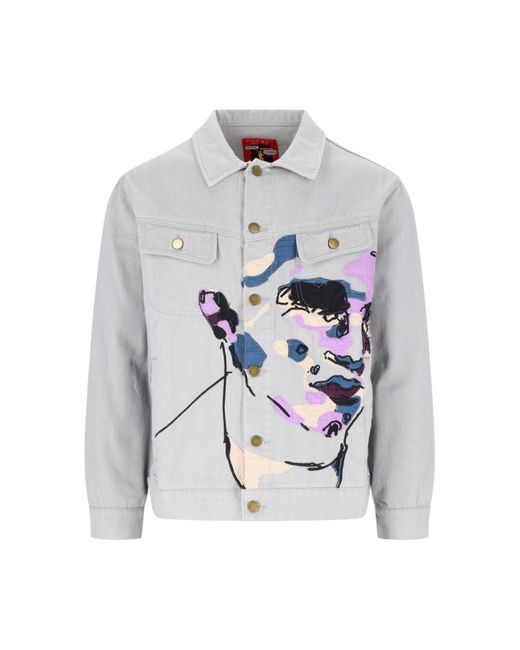 Kidsuper White Embroidered Denim Jacket for men