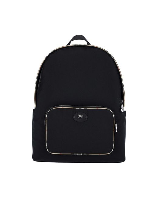 Burberry Blue Backpack With Check Finishes for men