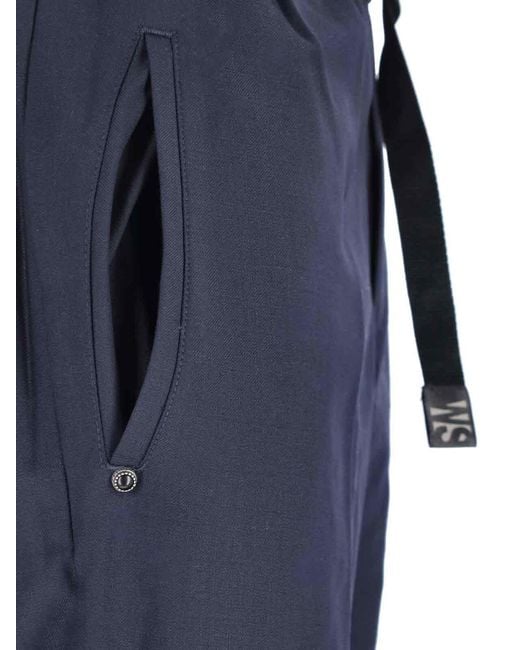 White Sand Blue Wool Blend Pants for men