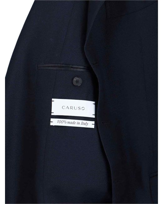 Caruso Blue Single-Breasted Blazer for men