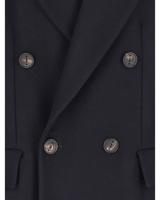 Hevò Blue 'Martina' Double-Breasted Coat for men
