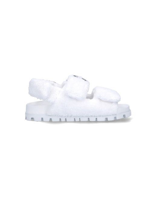 Miu Miu White 'terry' Sandals