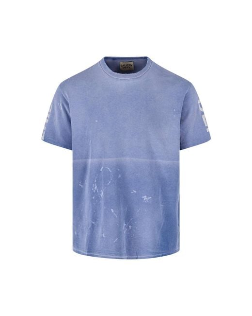 GALLERY DEPT. Blue Cropped Short-Sleeved T-Shirt With Distressed Vintage Finish for men