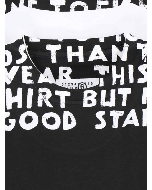 MM6 by Maison Margiela Black Bold Graphic Print T-Shirt With Relaxed Fit for men