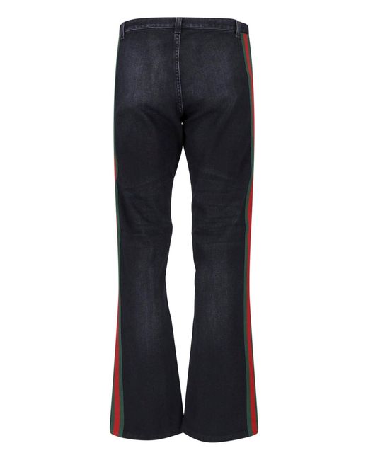 Gucci Blue Flared Jeans "Web" for men