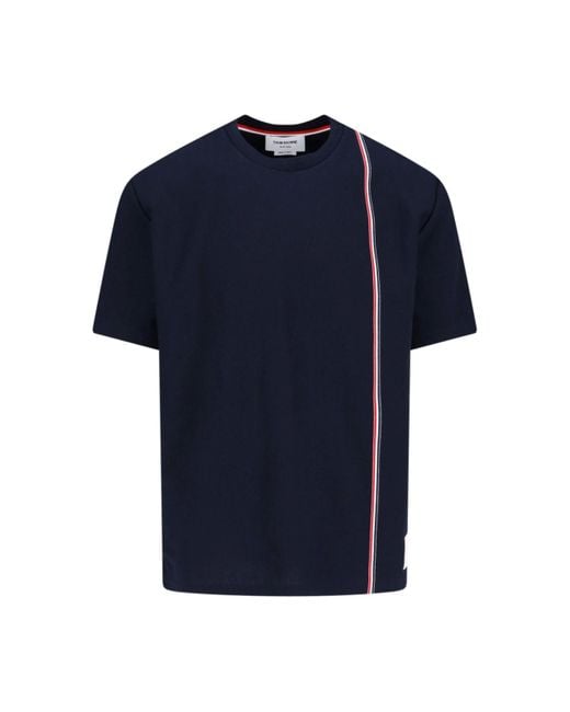 Thom Browne Blue Tricolor Detail T-Shirt for men