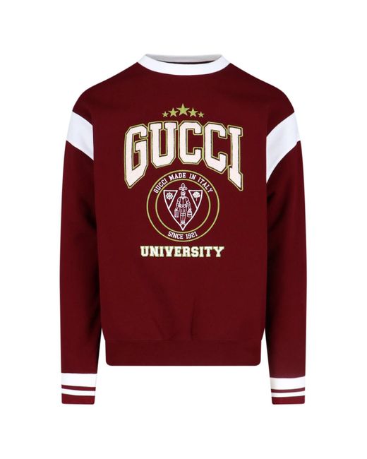 Gucci Red 'University' Crew Neck Sweatshirt for men