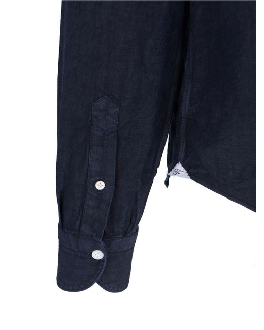 Camicia In Lino di Finamore 1925 in Blue da Uomo