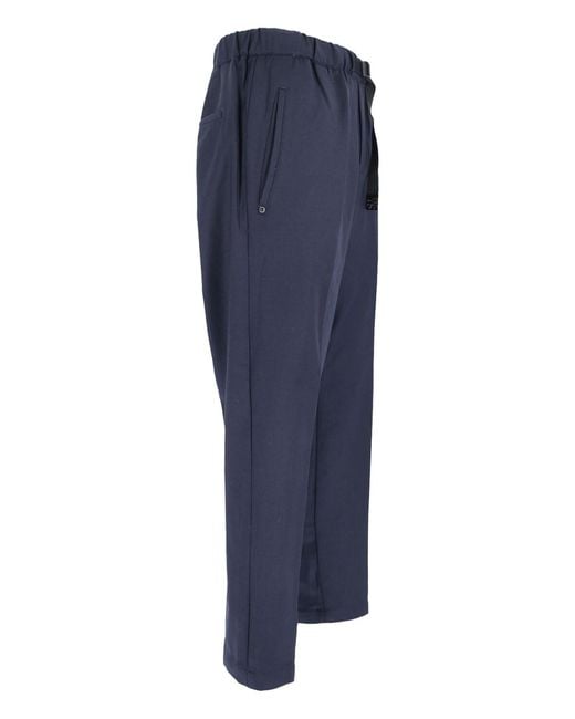 White Sand Blue Wool Blend Pants for men