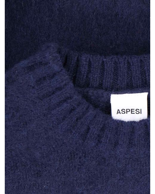 Aspesi Blue M183 Shetland Wool Sweater for men