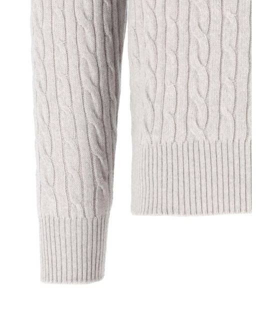 Loro Piana White Sweater “Treccia” for men