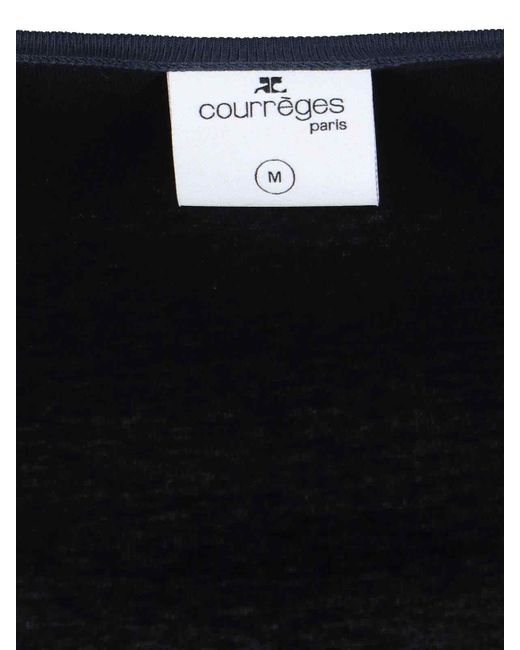 Courreges Black Ribbed Mini Dress With Accents